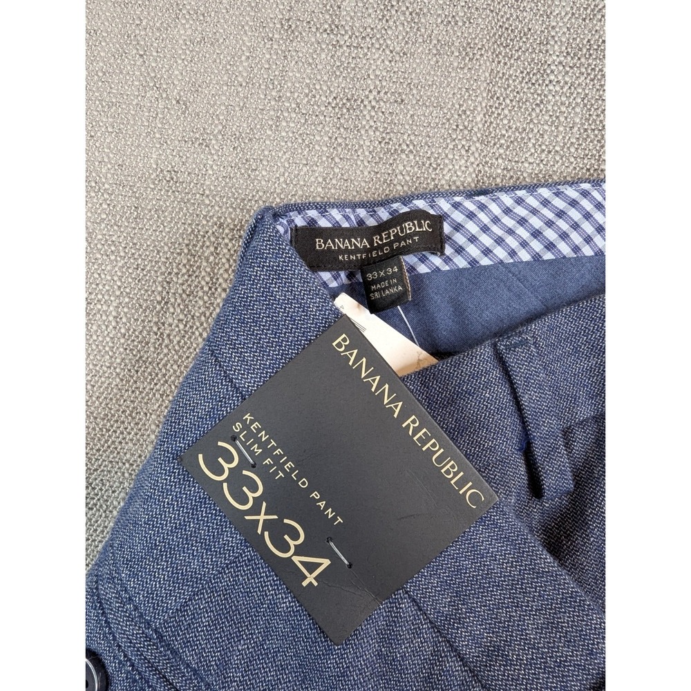 NWT Banana Republic Pants Mens 33x34 Blue Chino Kentfield Slim Fit Cotton Casual - Picture 10 of 11